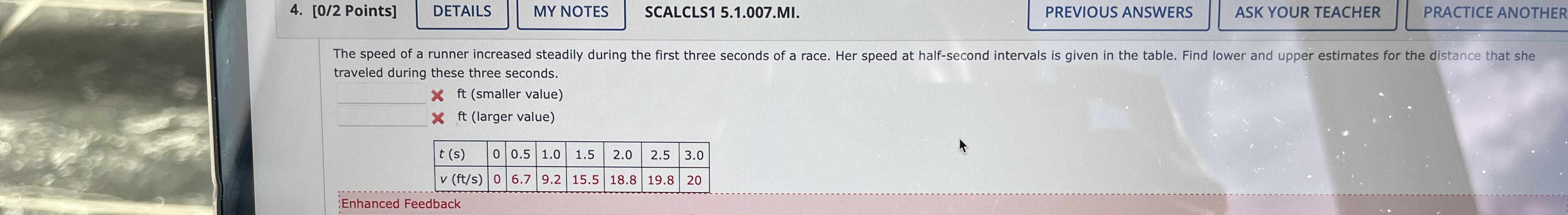 [ 0 / 2 Points ] DETAILS MY NOTES SCALCLS 1 5 . 1