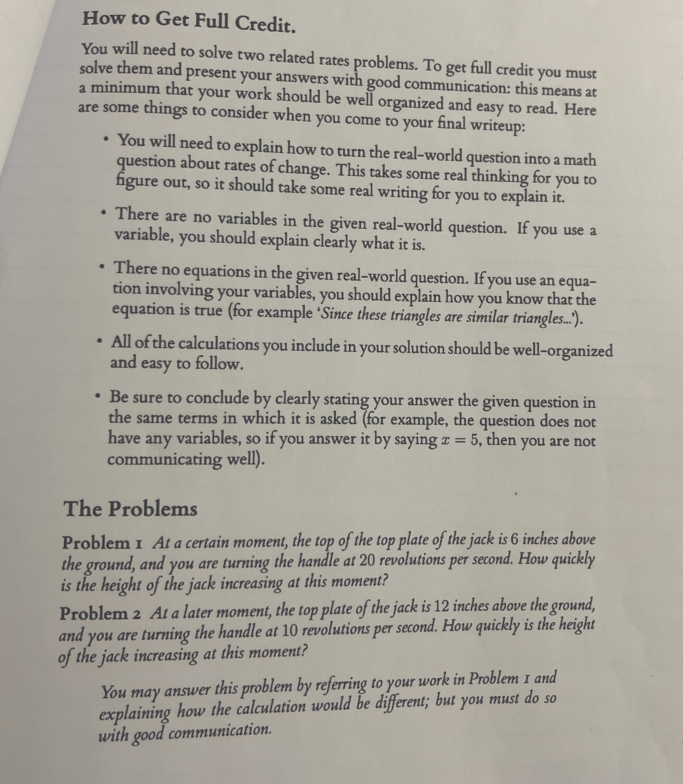 Math 1 2 2 0 - Project 2 Related Rates You Should