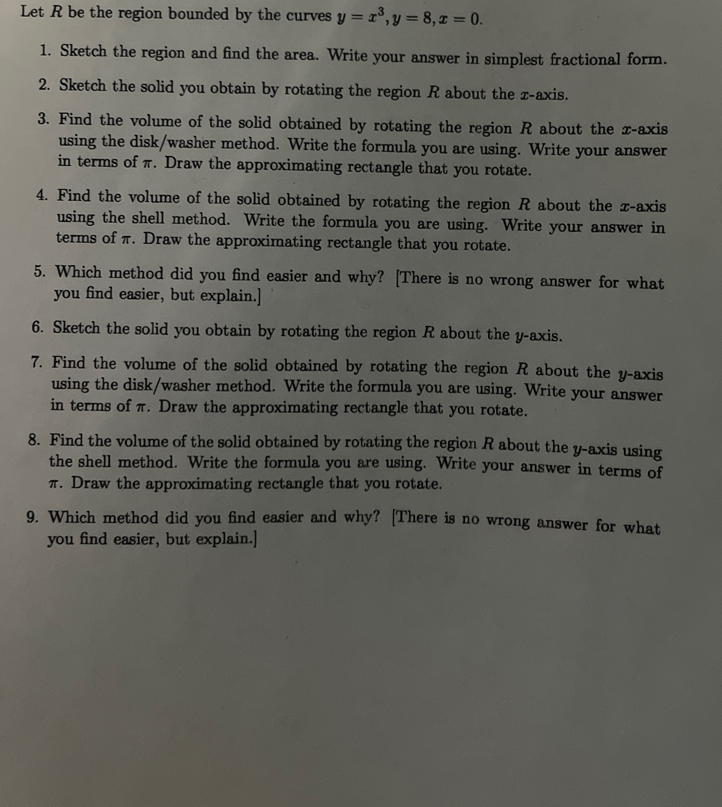 Let R be the region bounded by the curves y = x 3