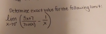 Determine exact value for the following limit: