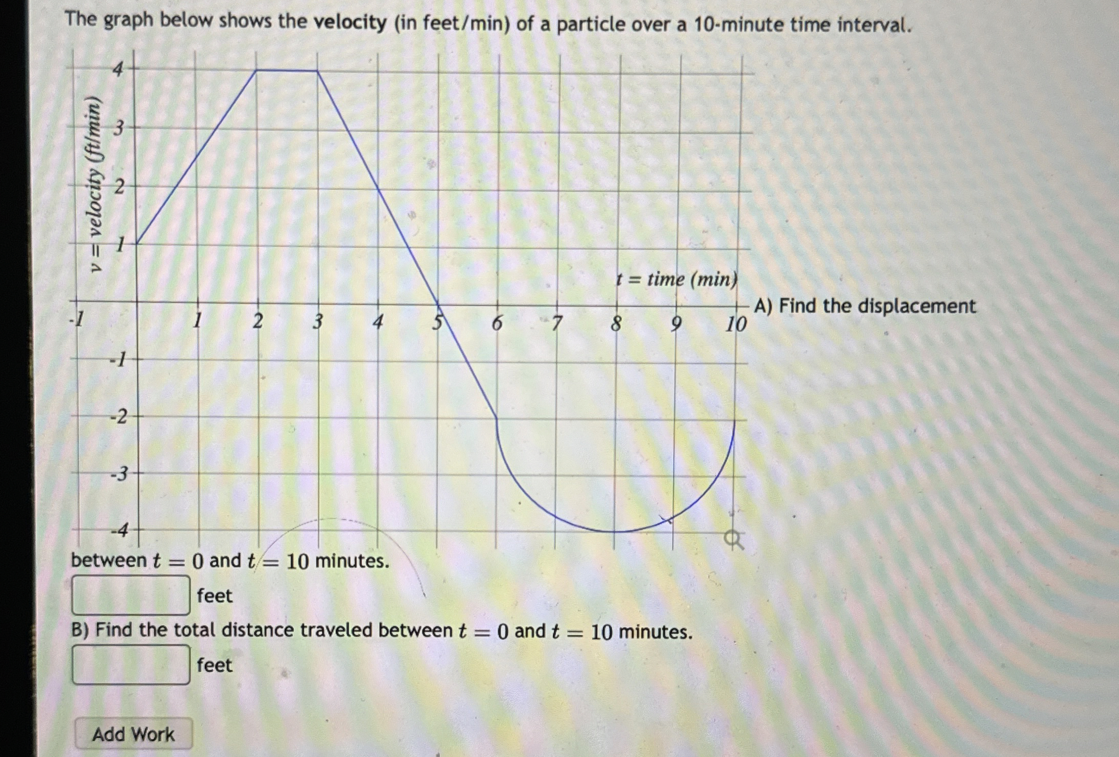 The graph below shows the velocity ( in feet ? m