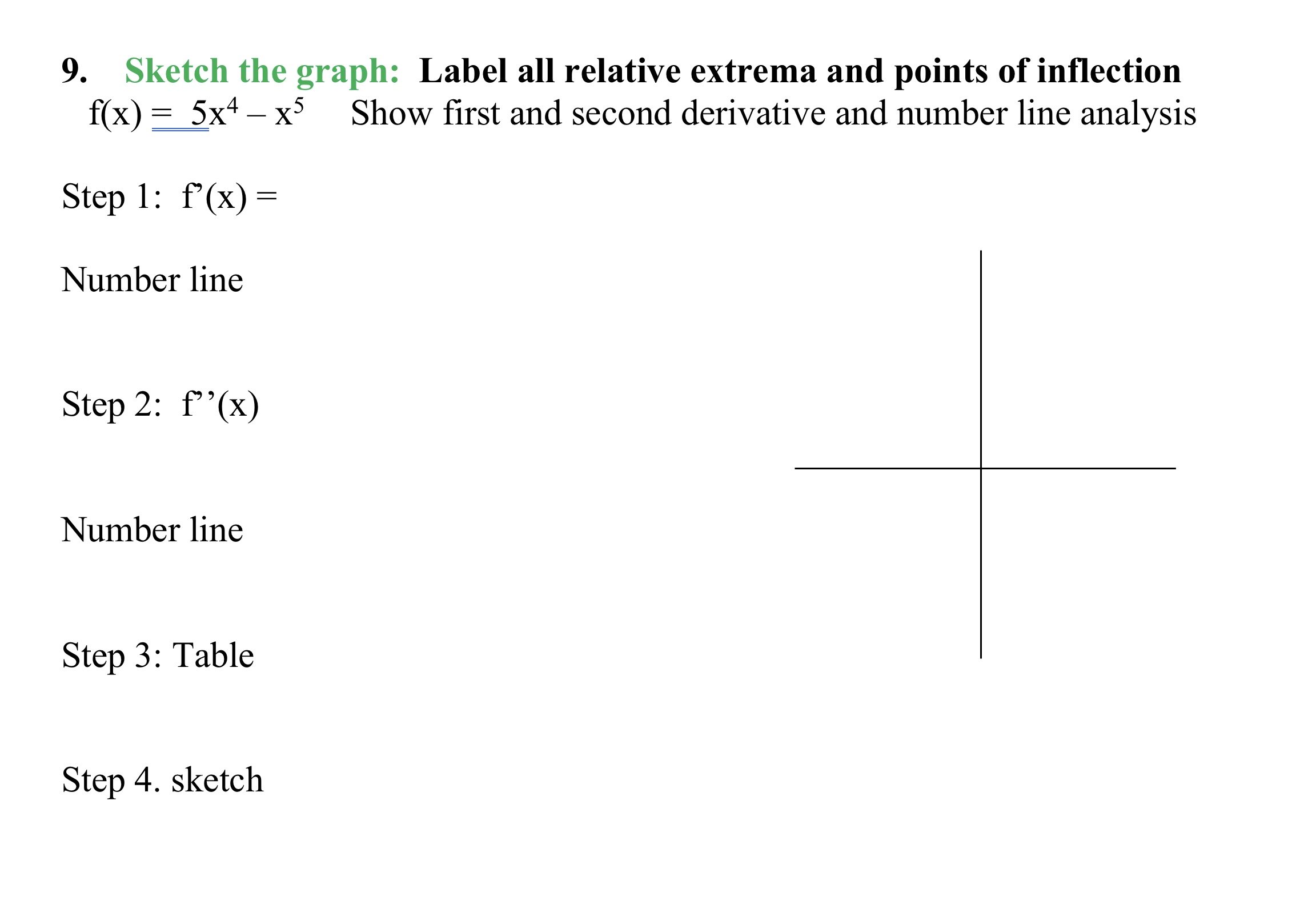 Sketch the graph: Label all relative extrema and