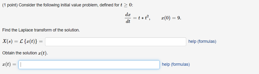 ( 1 point ) Consider the following initial value