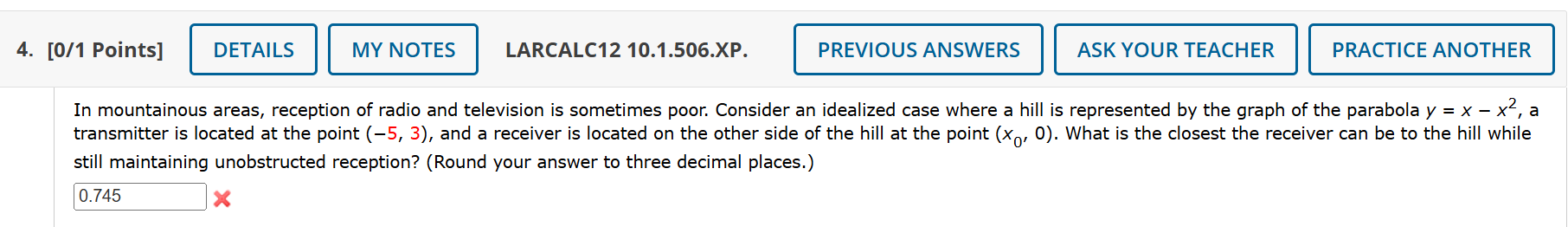 4 . [ 0 / 1 Points ] I LARCALC 1 2 1 0 . 1 . 5 0