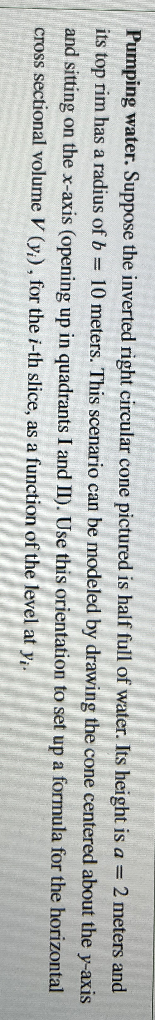 Pumping water. Suppose the inverted right