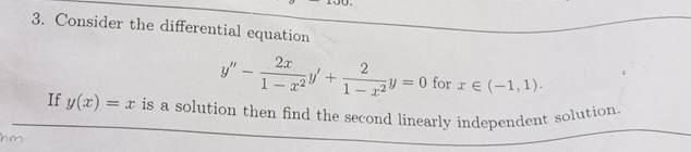 Consider the differential equation y ' ' - 2 x 1
