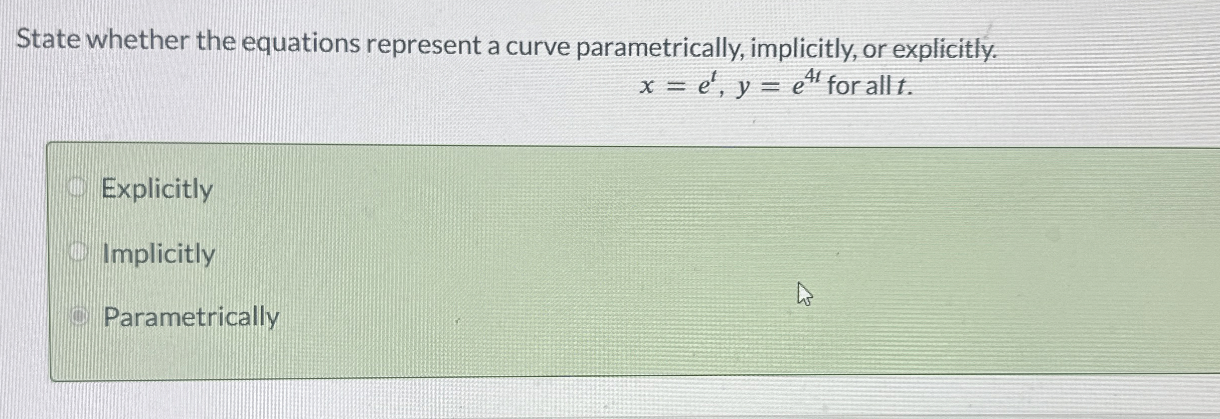 State whether the equations represent a curve