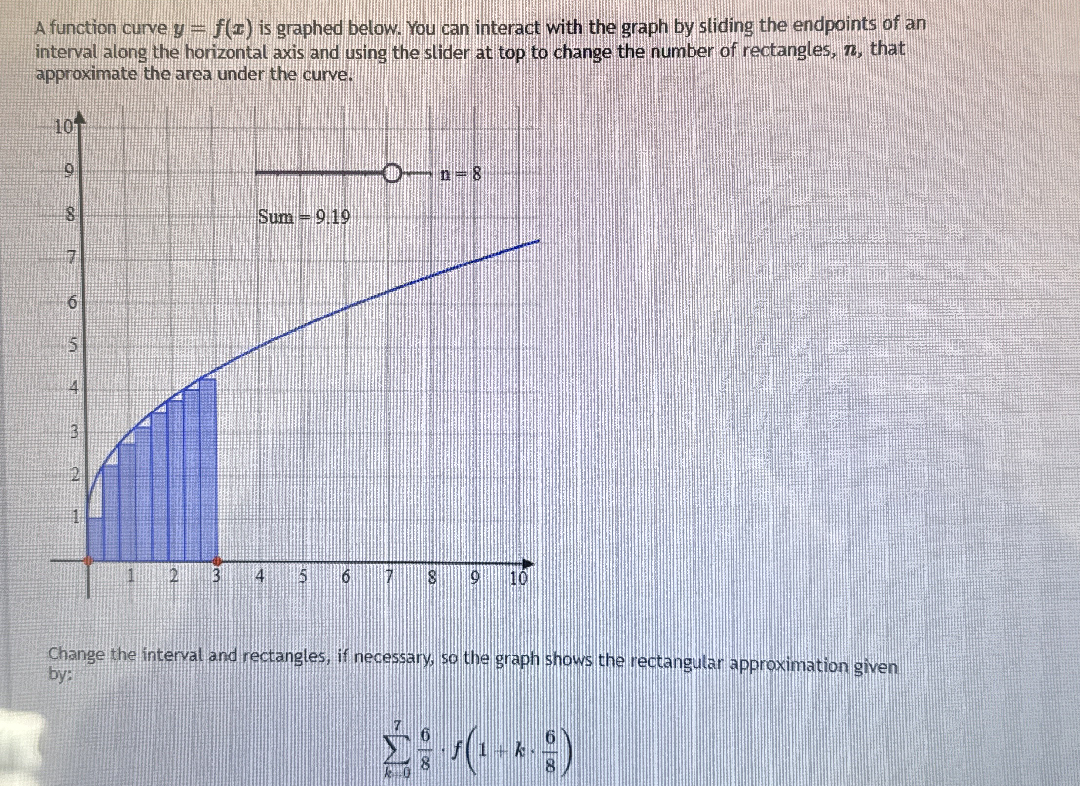 A function curve y = f ( x ) is graphed below.