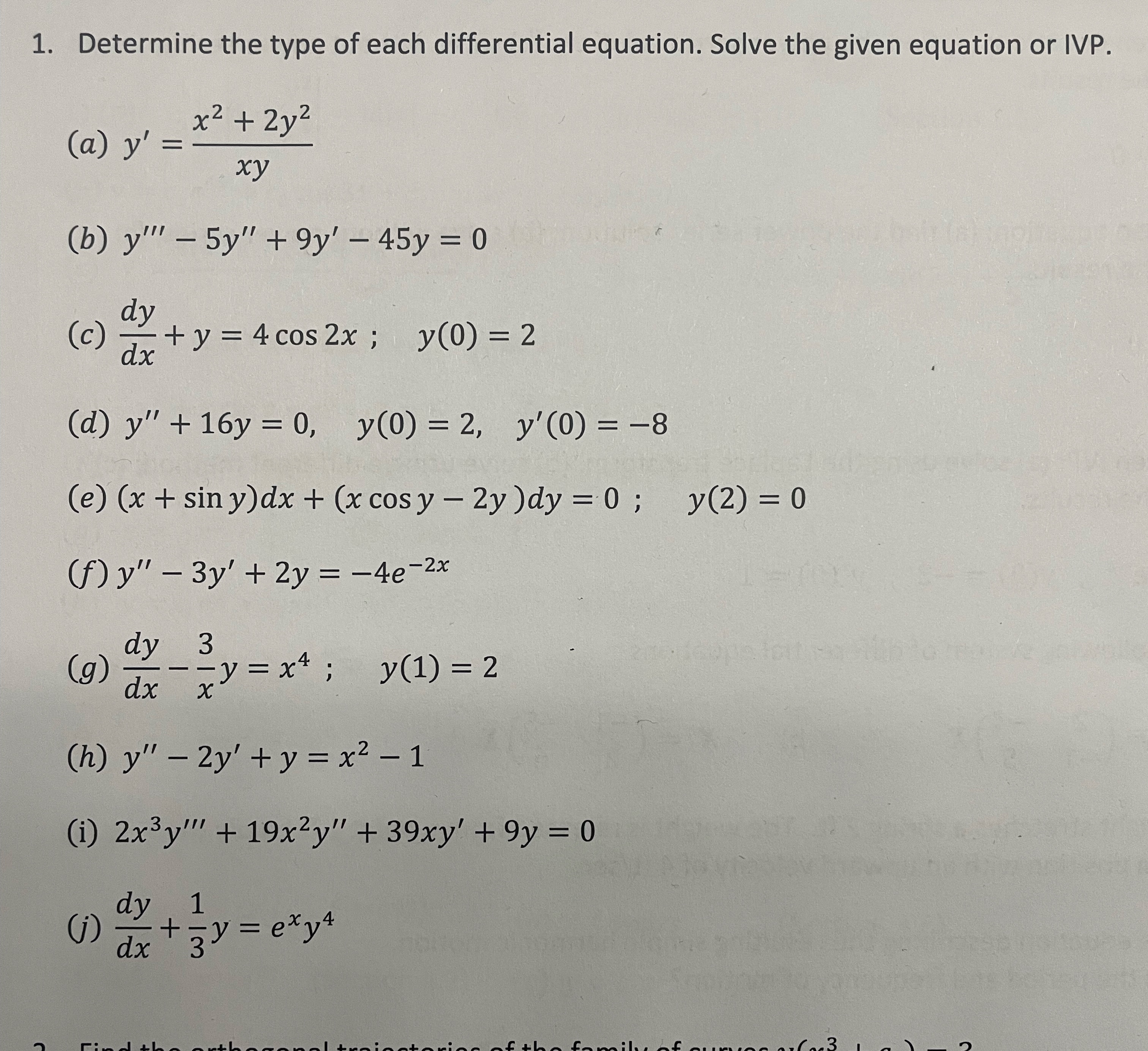 Determine the type of each differential equation.