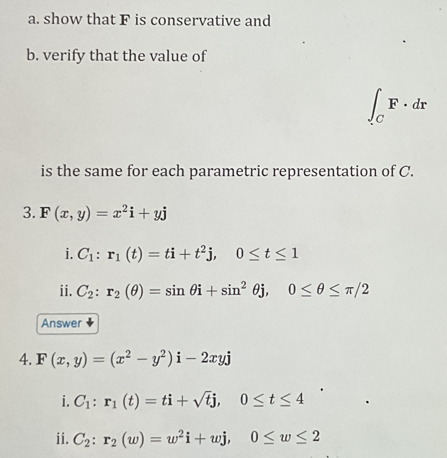 a . show that F is conservative and b . verify