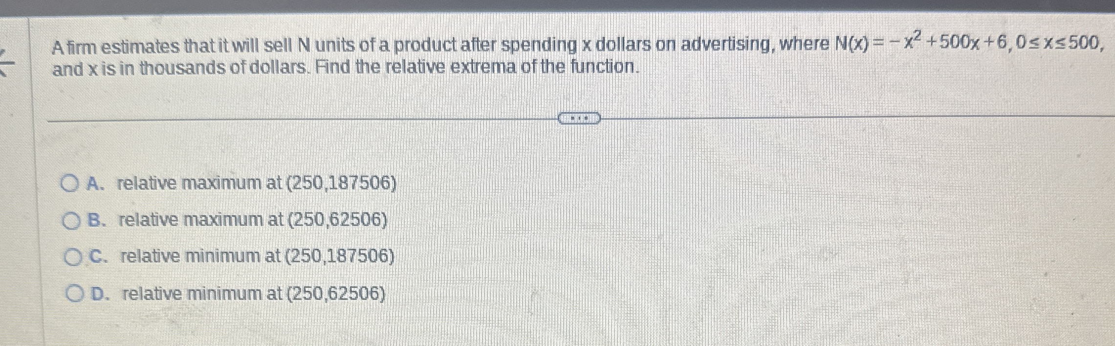 A firm estimates that it will sell N units of a