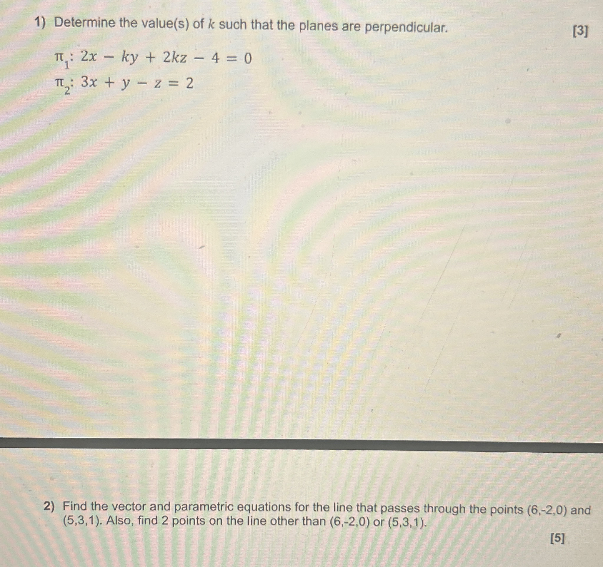 Determine the value ( s ) of k such that the
