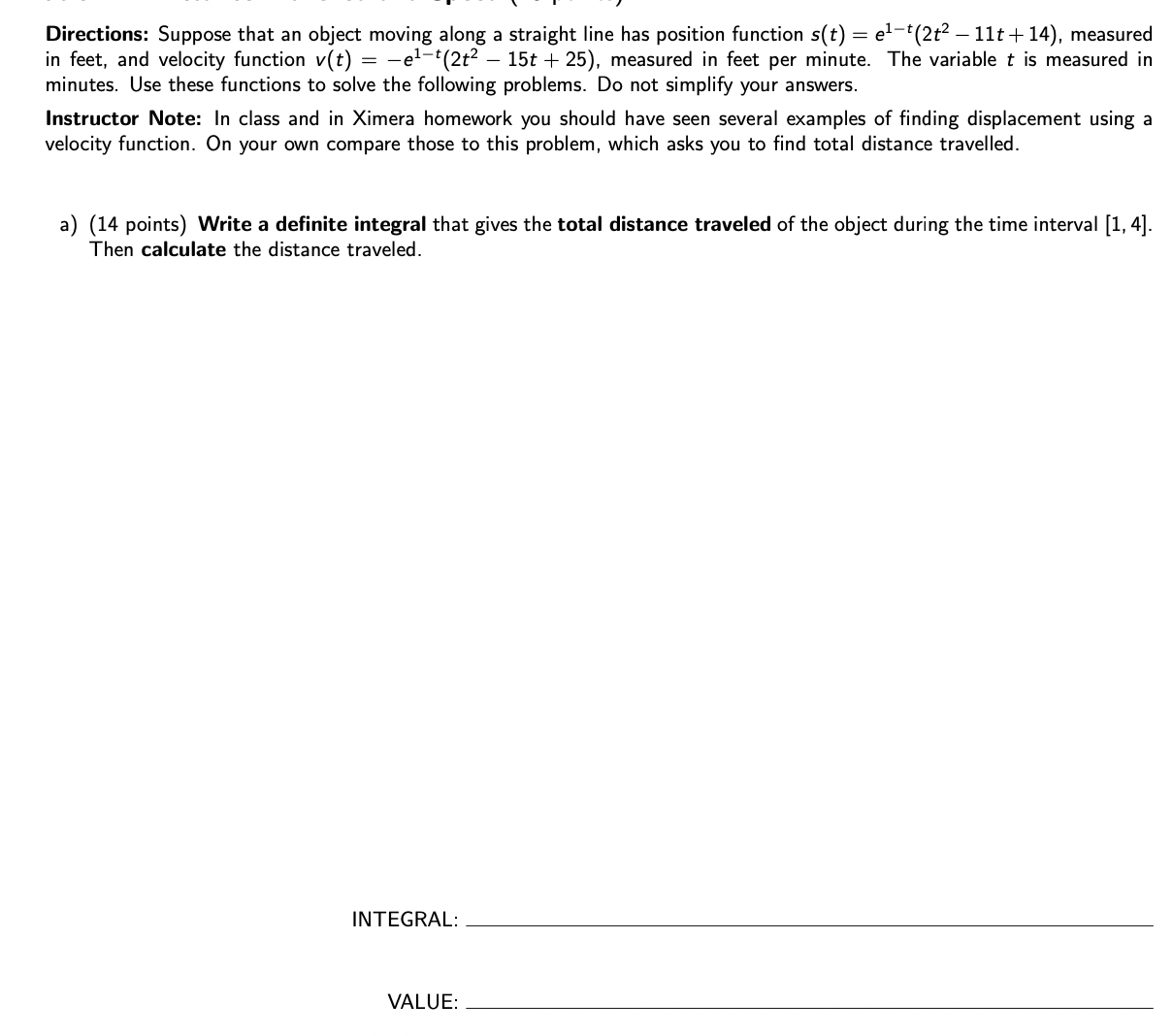 Directions: Suppose that an object moving along a