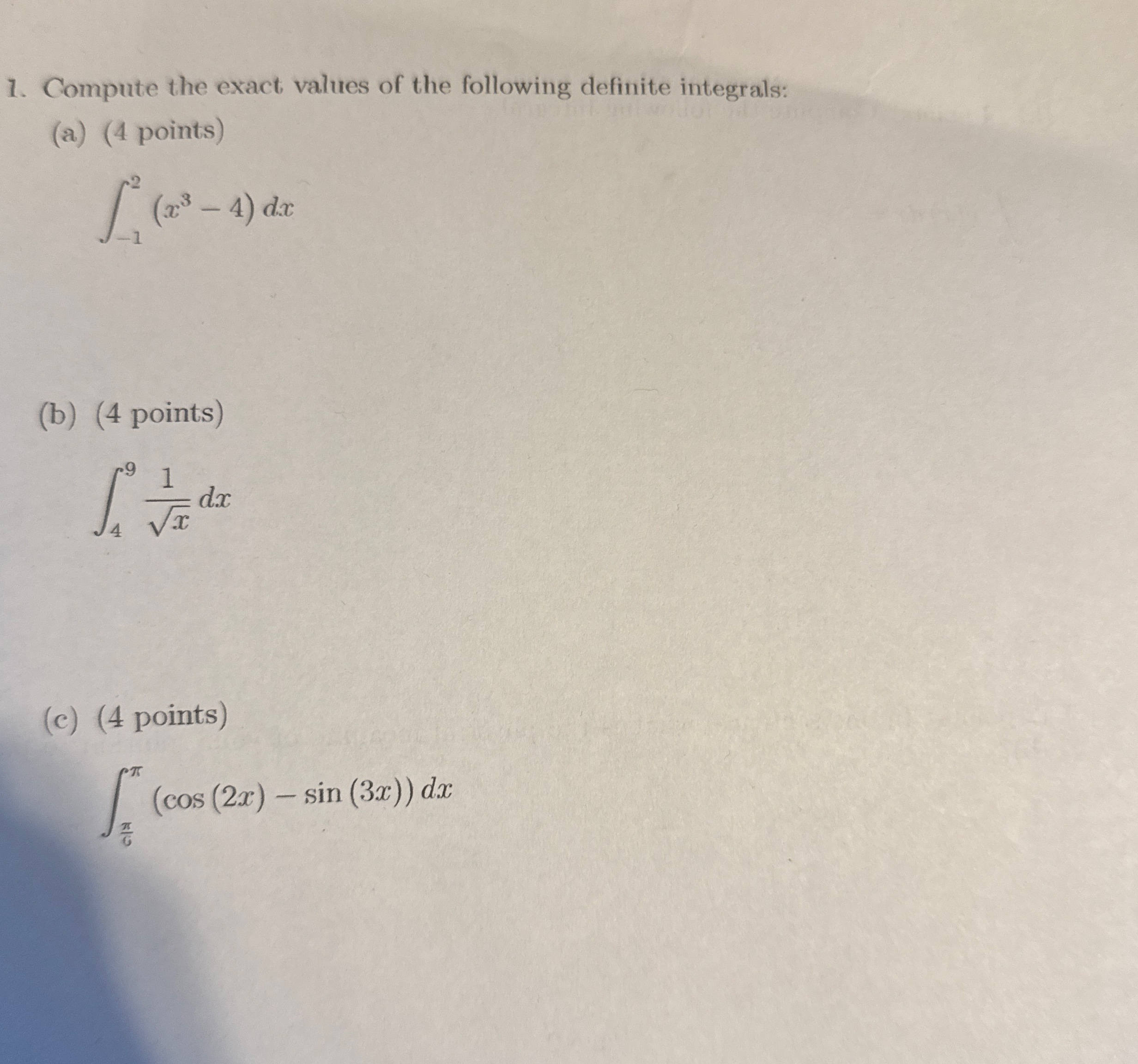 Compute the exact values of the following
