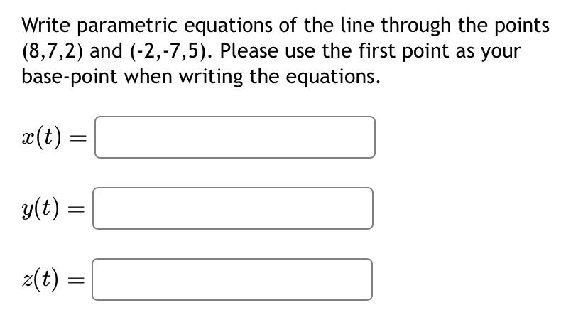 Write parametric equations of the line through