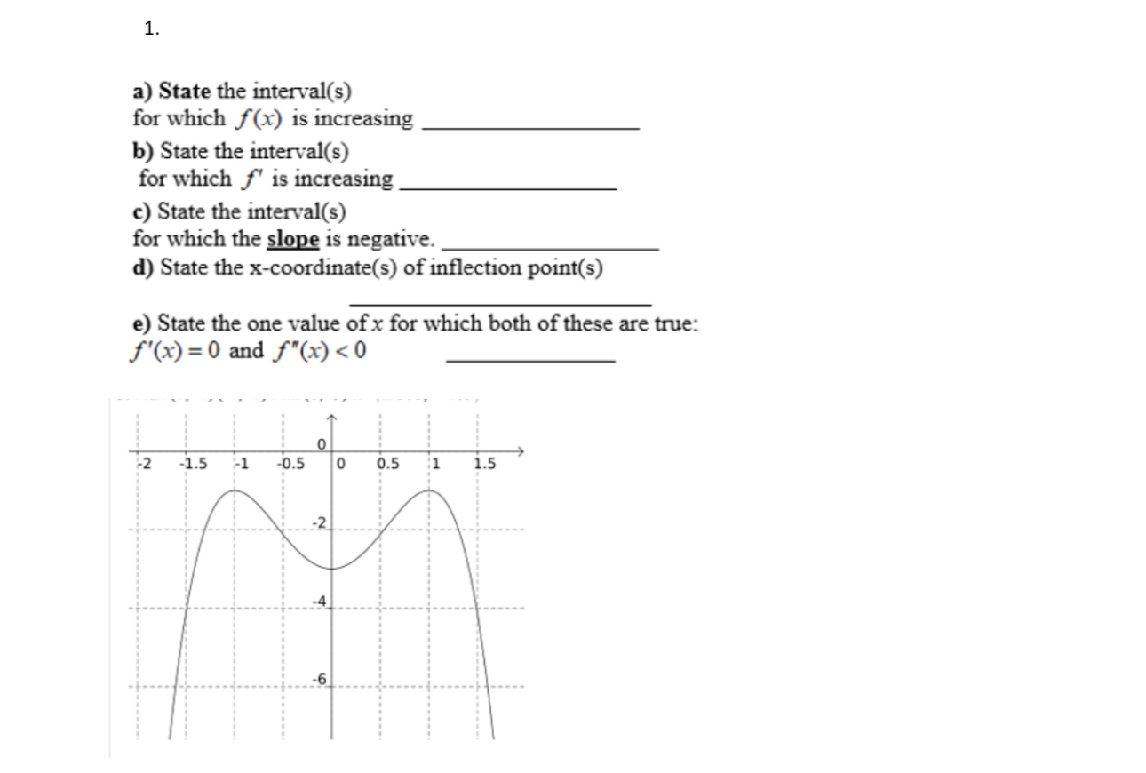 a ) State the interval ( s ) for which f ( x ) is