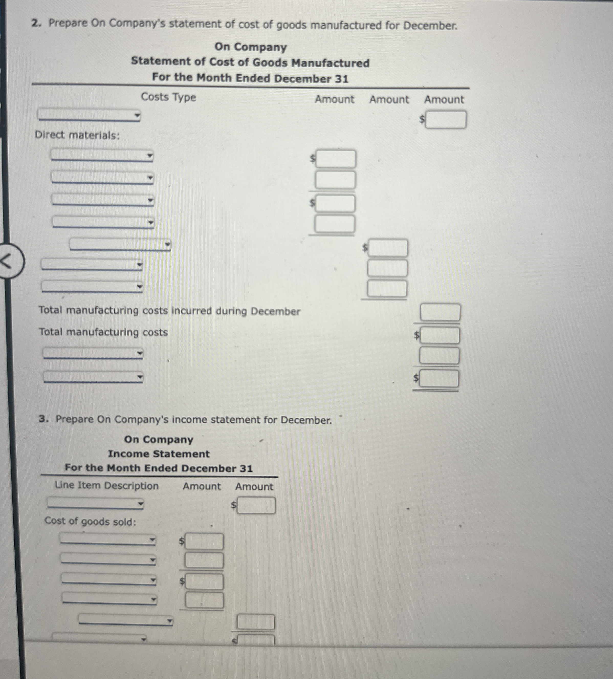 \ table [ [ , On Company,Off Company ] , [
