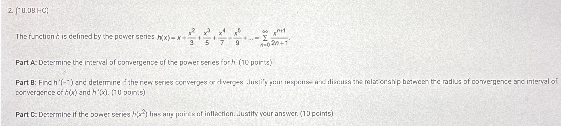 ( 1 0 . 0 8 H C ) The function h is defined by