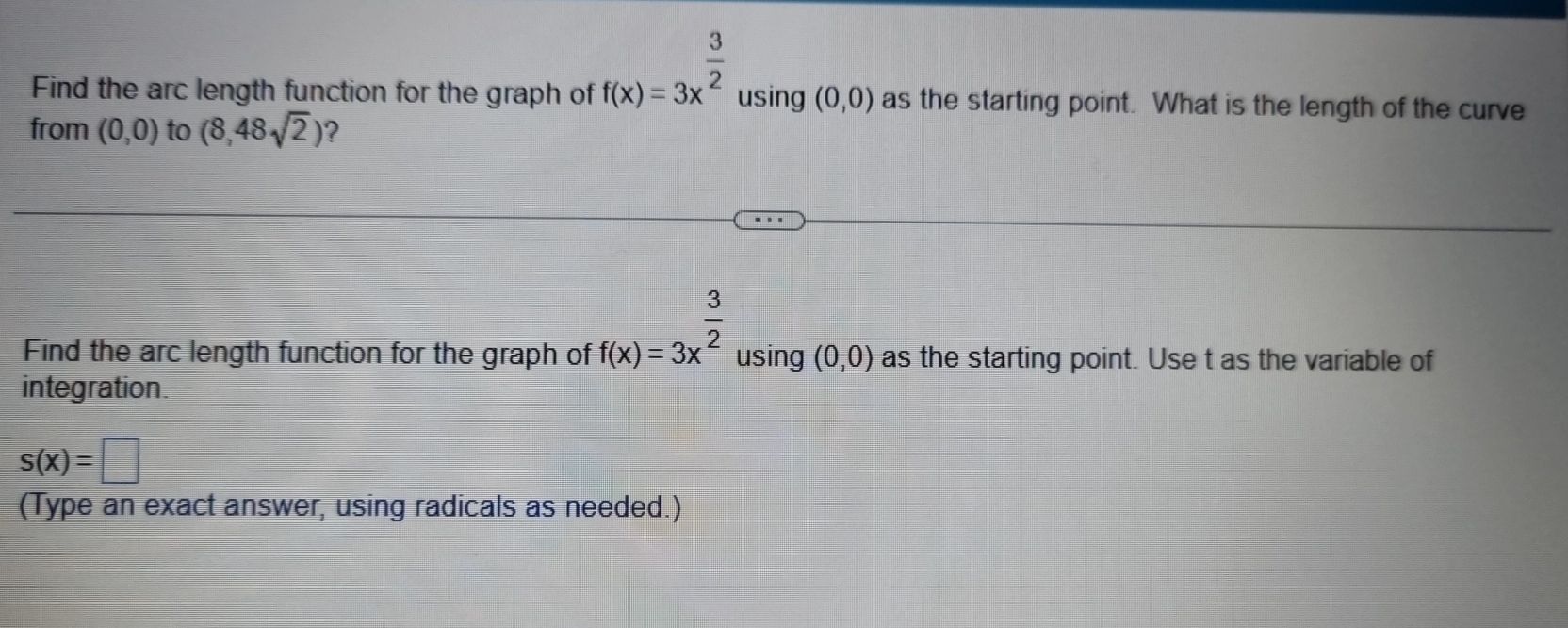 Find the arc length function for the graph of f (