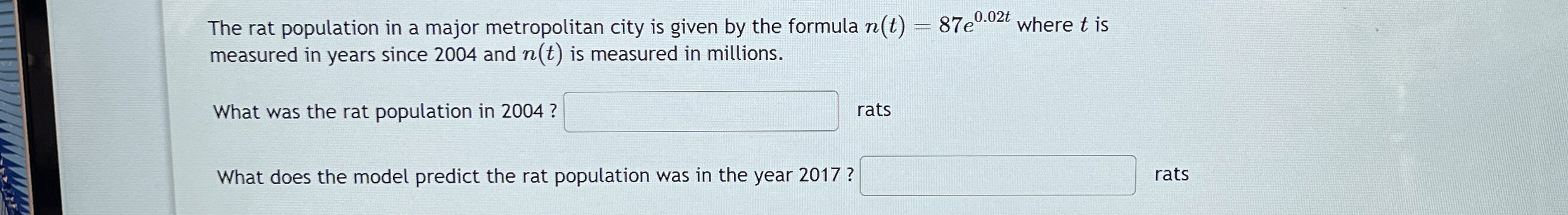 The rat population in a major metropolitan city