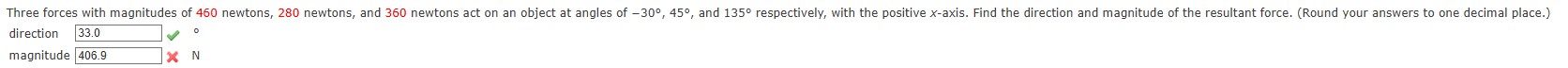 direction magnitude \ ( \ checkmark \ ) - [ \ & N