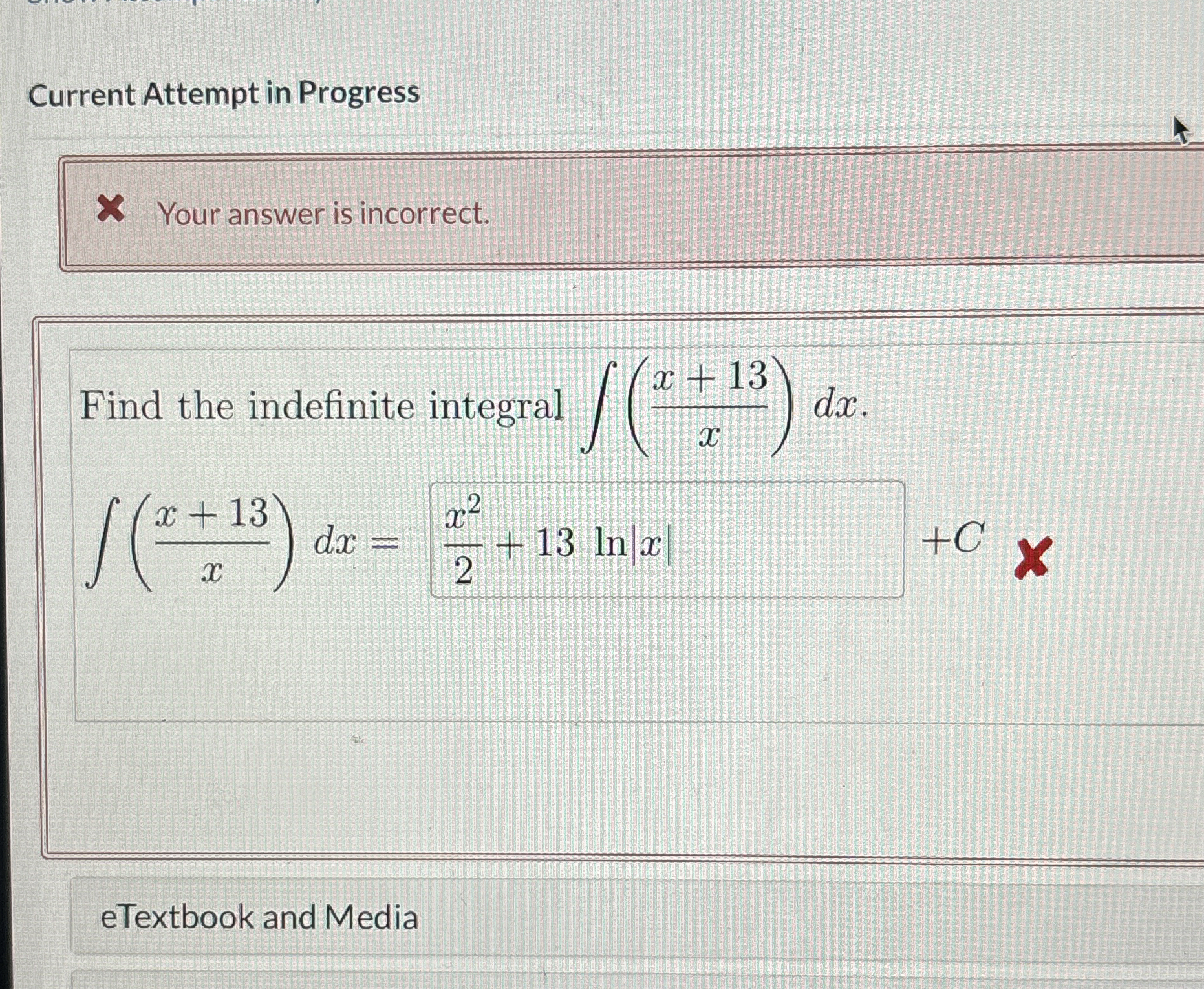 Current Attempt in Progress Your answer is