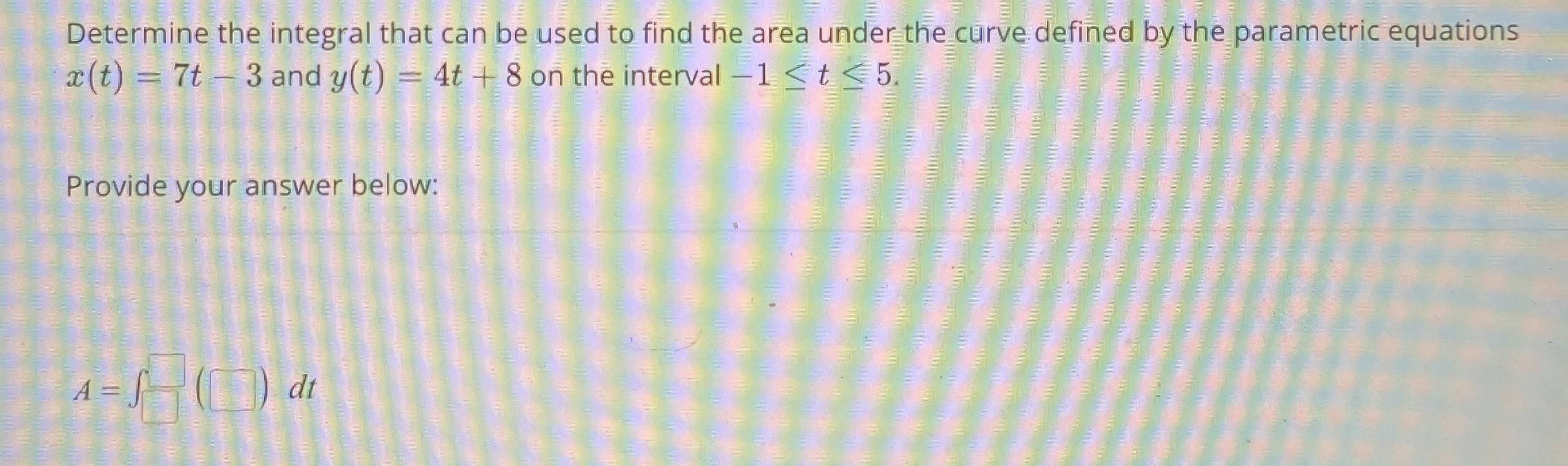 Determine the integral that can be used to find