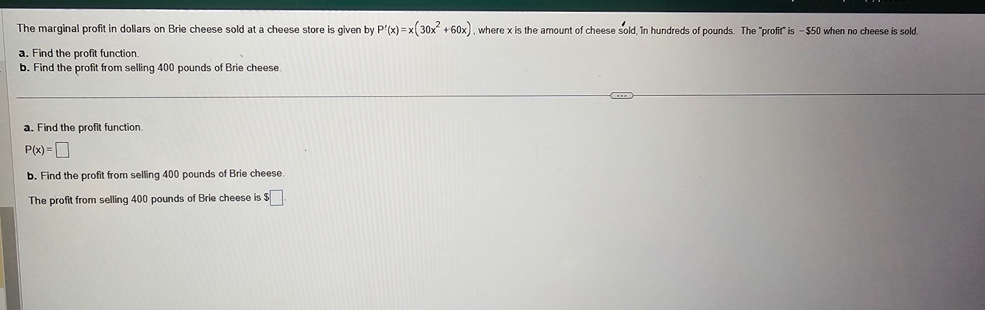 The marginal profit in dollars on Brie cheese
