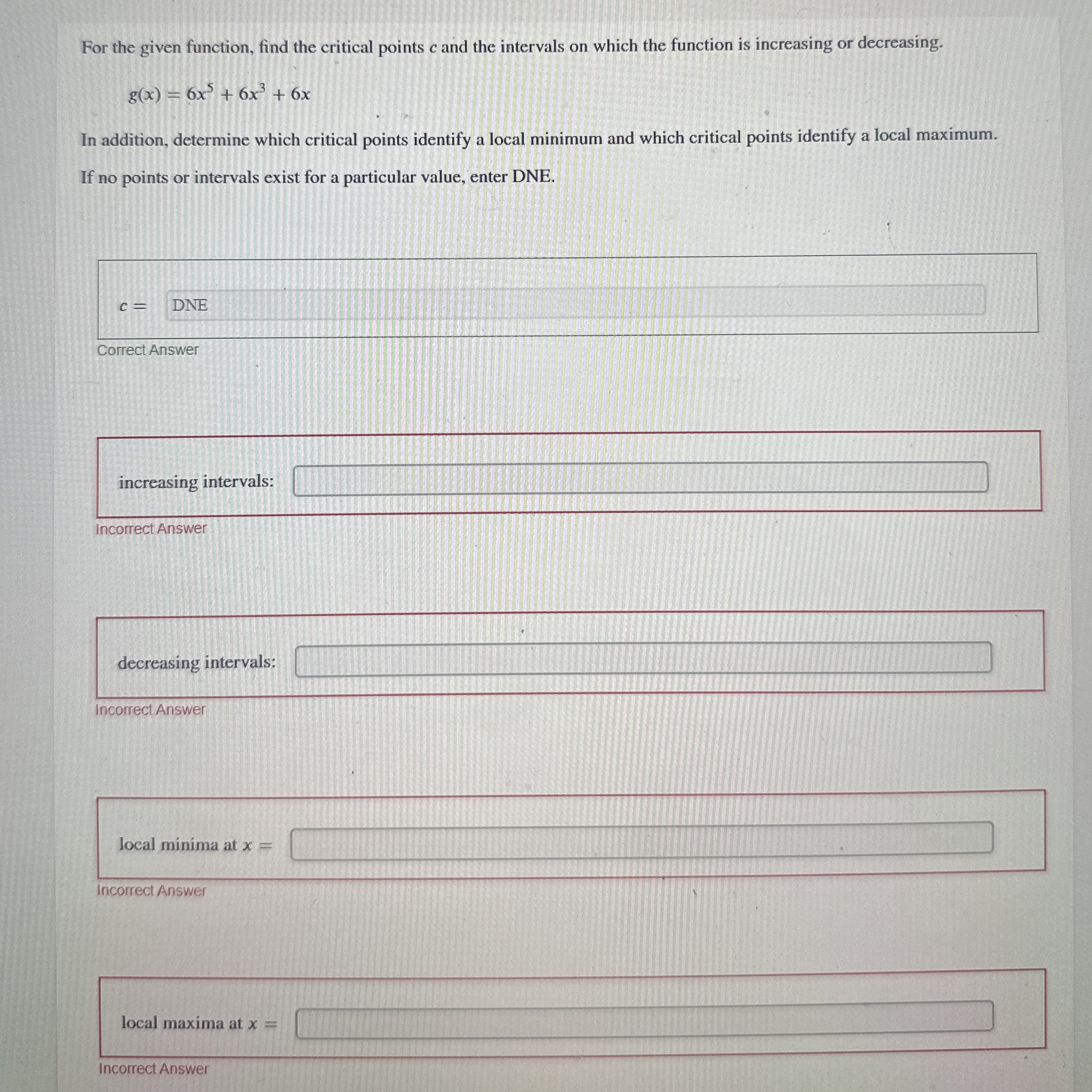 For the given function, find the critical points
