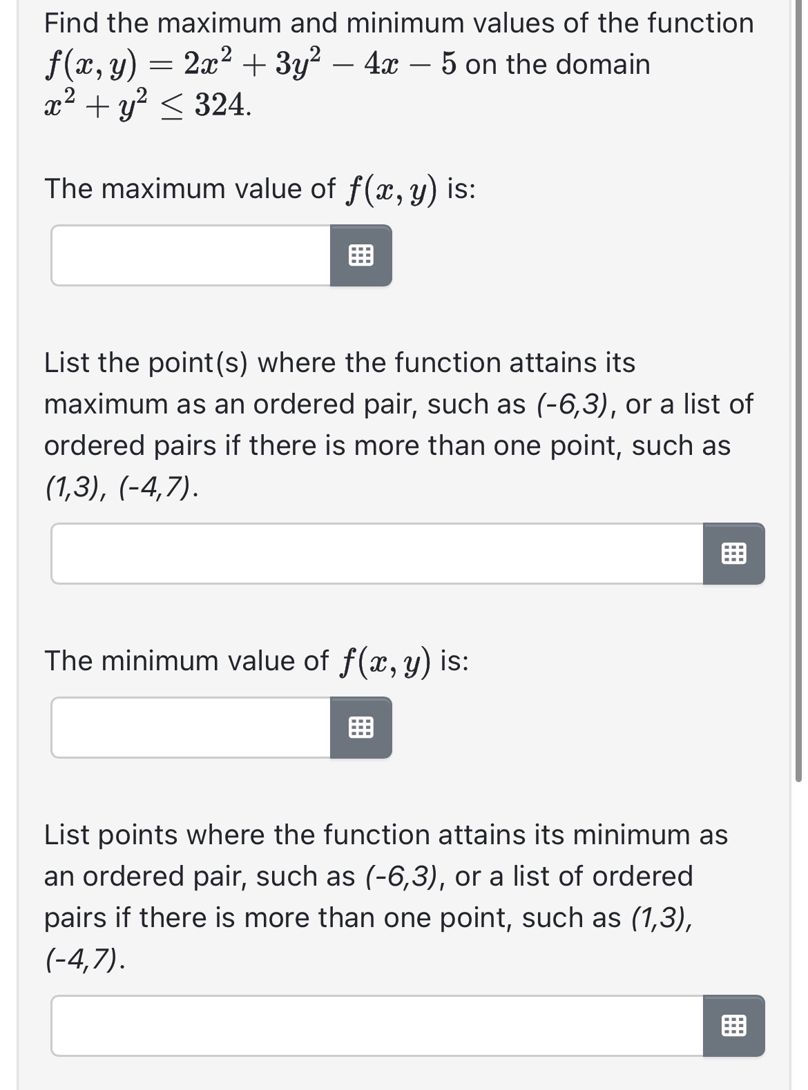 Find the maximum and minimum values of the