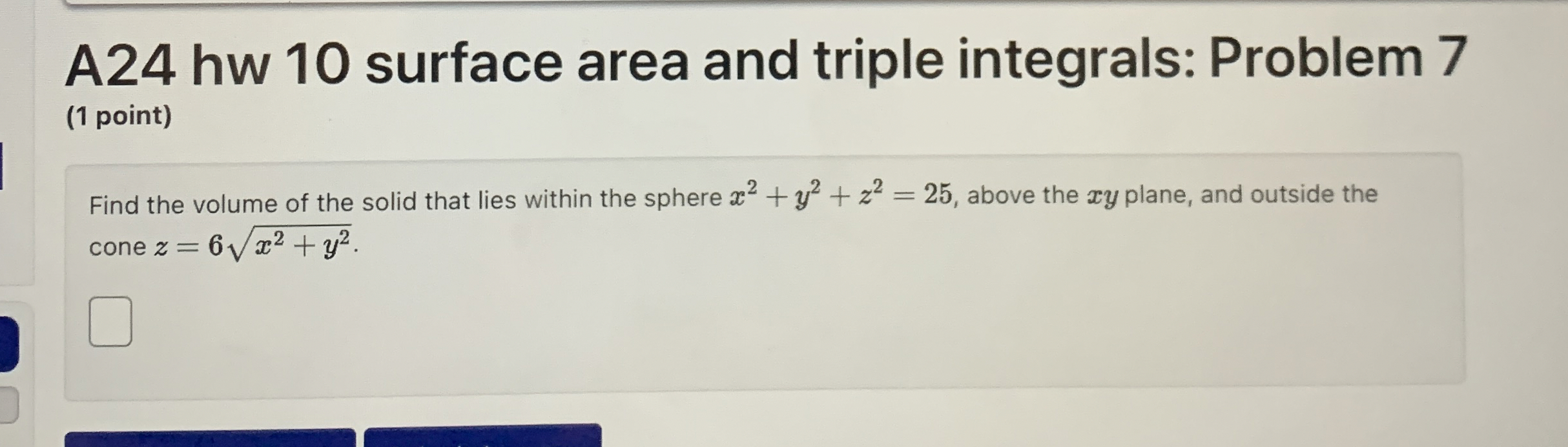 A 2 4 hw 1 0 surface area and triple integrals: