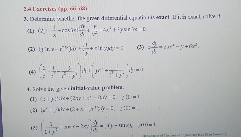 2 . 4 Exercises ( pp . 6 6 - 6 8 ) 3 . Determine