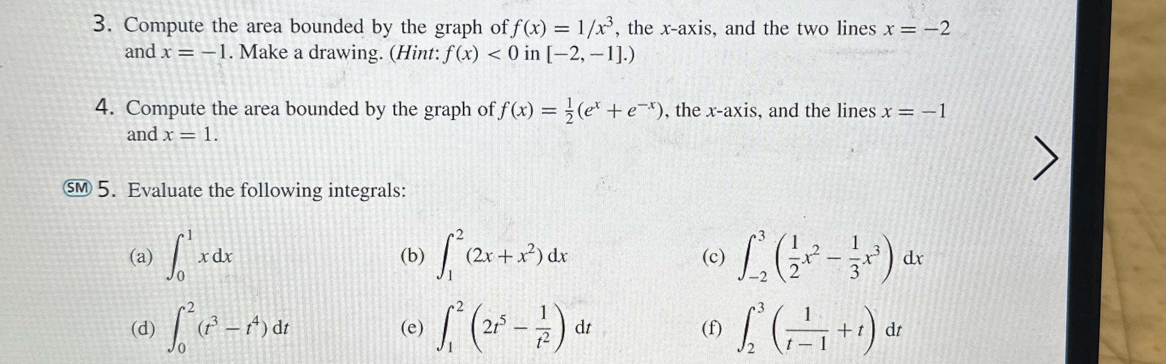 Answer 3 5 ONLY Compute the area bounded by the