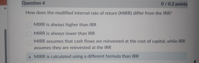 Question 4 0 0 . 2 points How does the modified