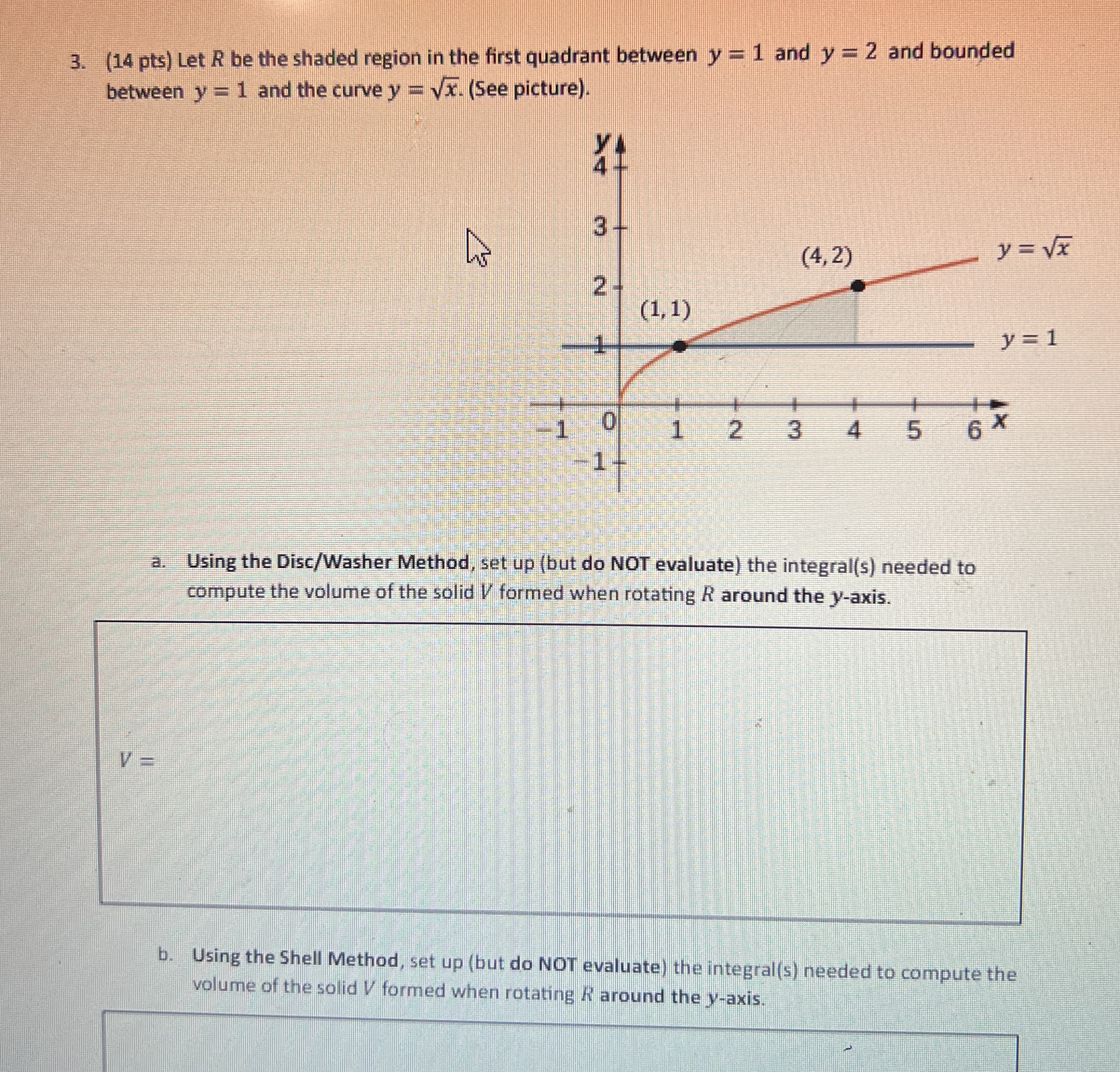 ( 1 4 pts ) Let R be the shaded region in the