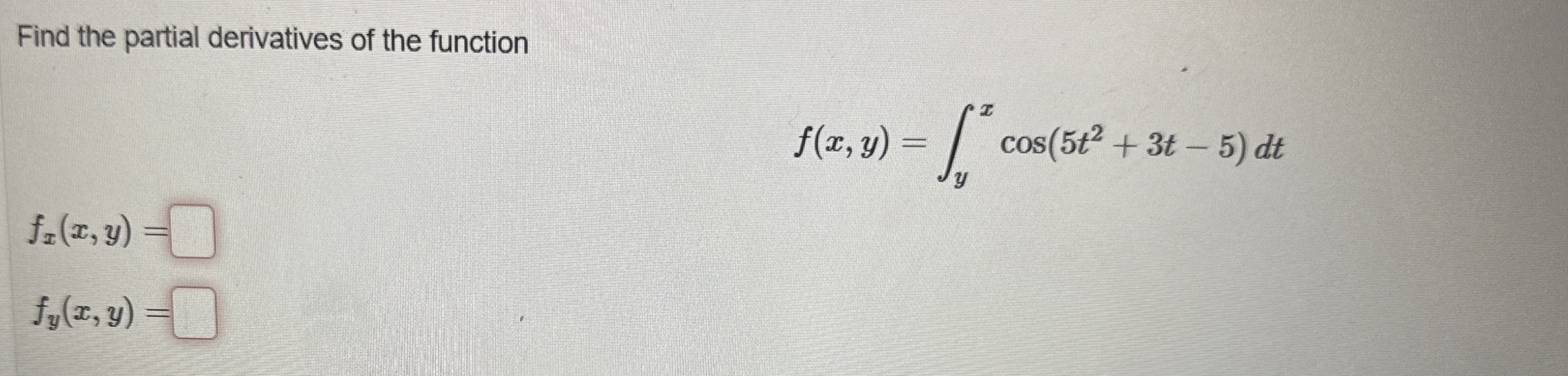 Find the partial derivatives of the function f (