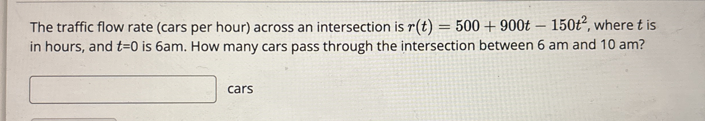 The traffic flow rate ( cars per hour ) across an