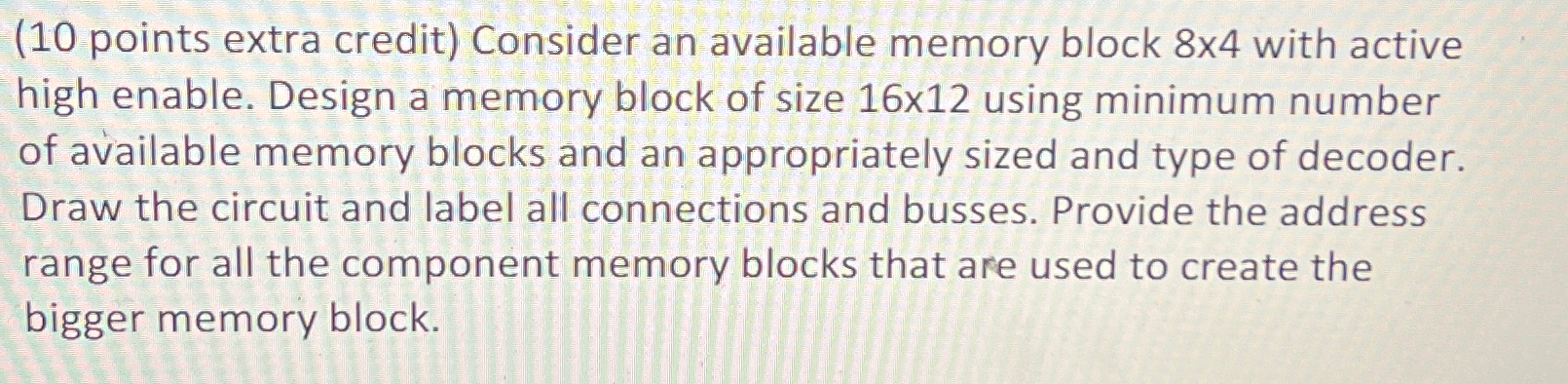 ( 1 0 points extra credit ) Consider an available