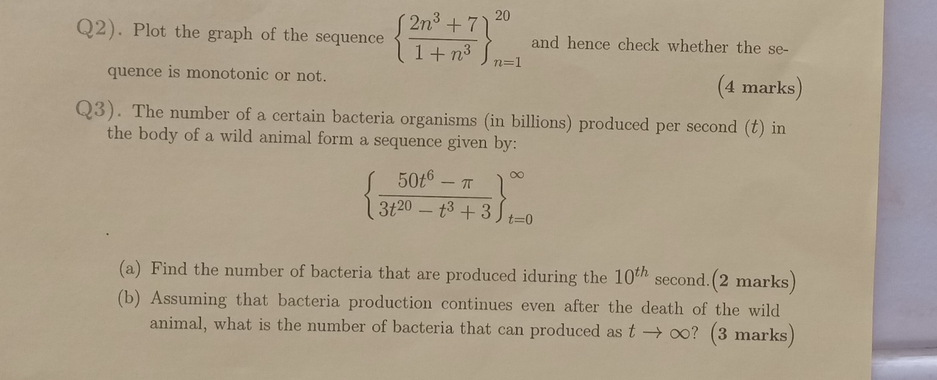 Q 2 ) . Plot the graph of the sequence { 2 n 3 +