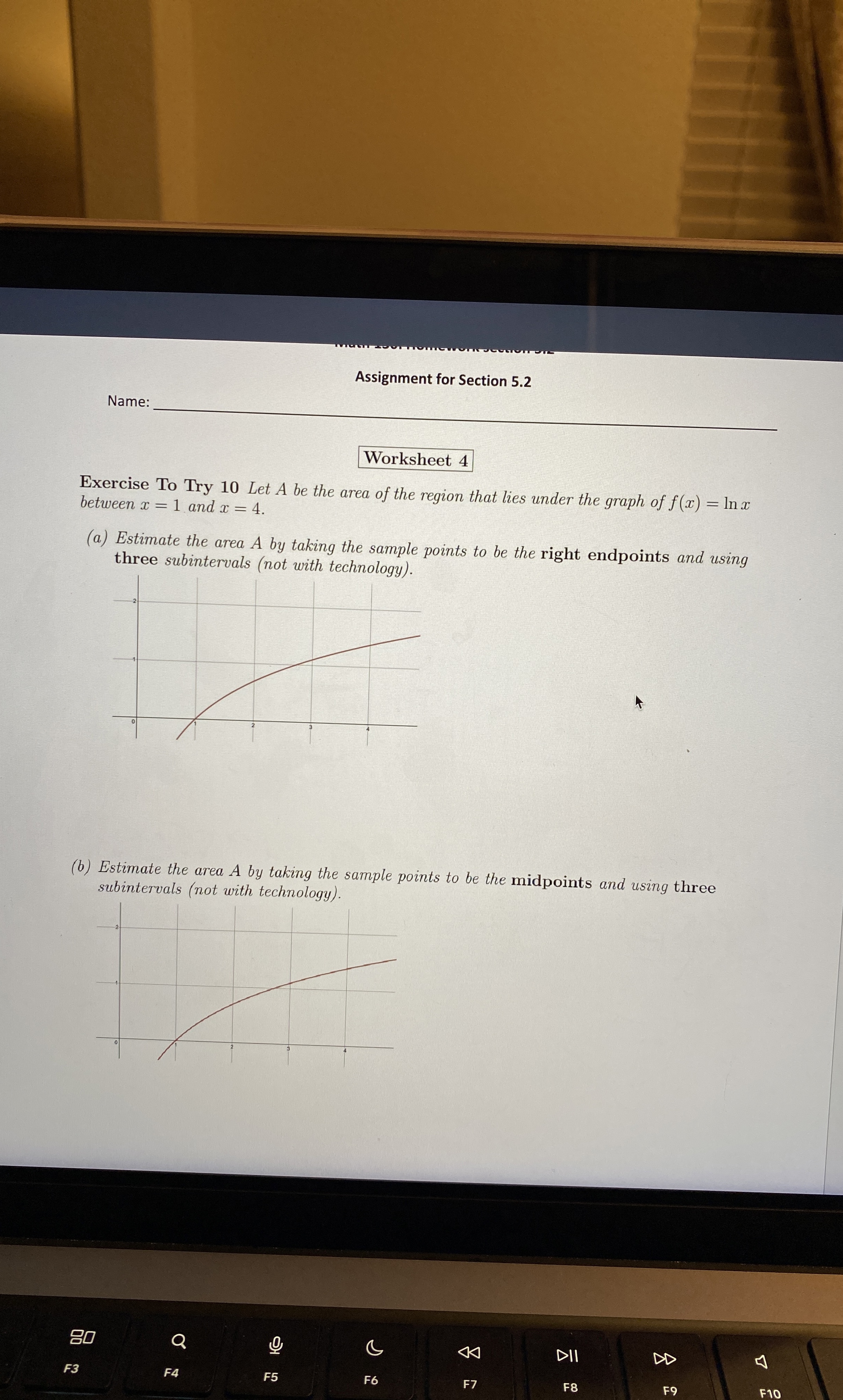 Assignment for Section 5 . 2 Name: q , Worksheet