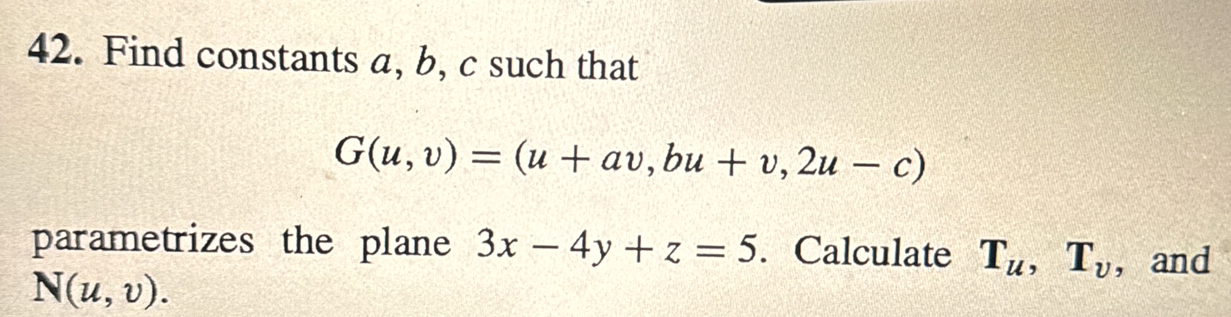 Find constants a , b , c such that G ( u , v ) =