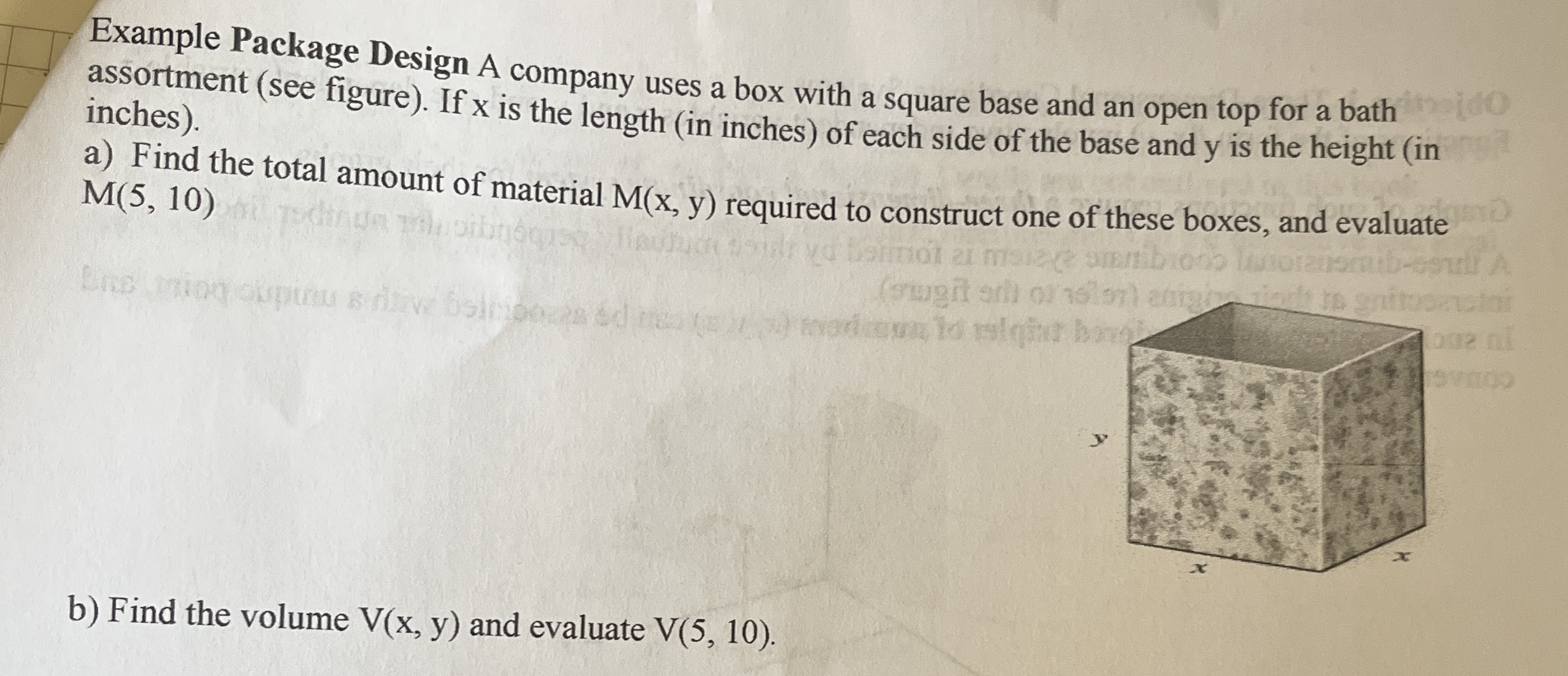 Example Package Design A company uses a box with