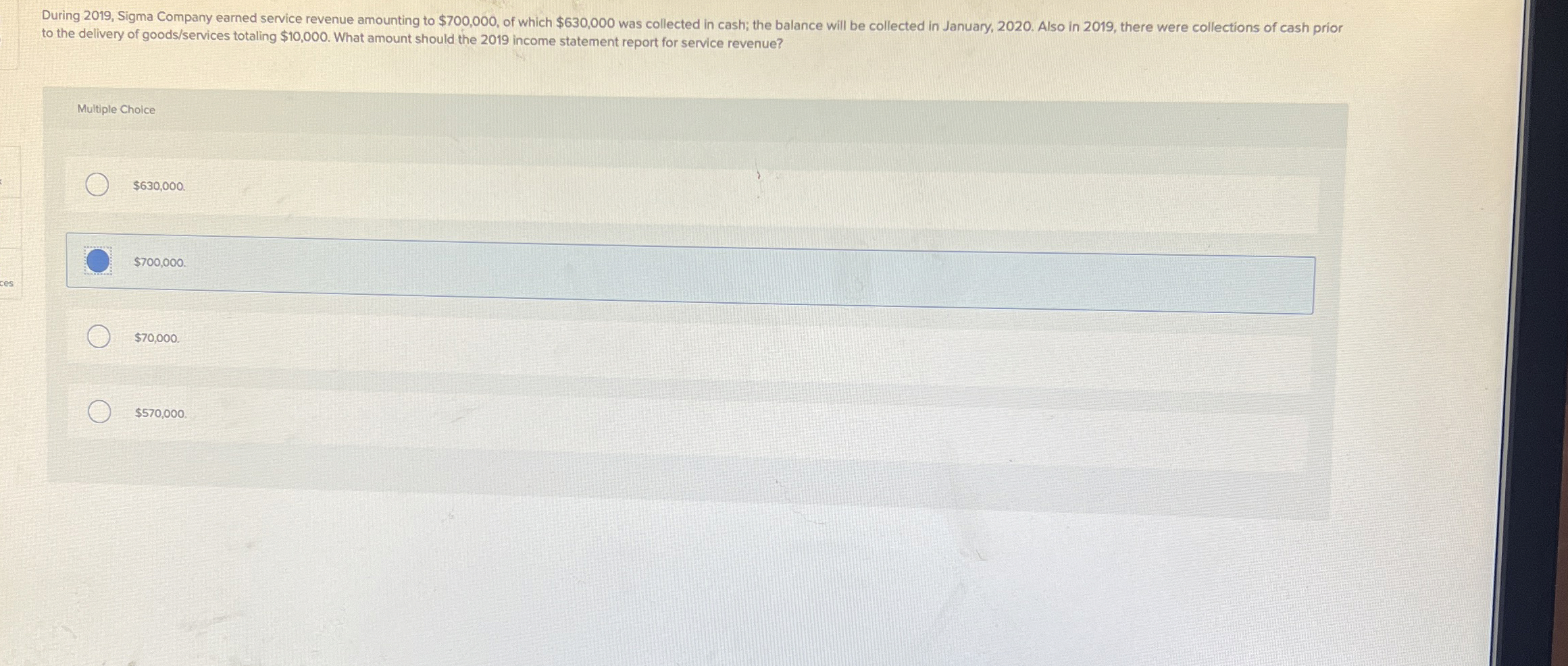 to the delivery of goods / services totaling $ 1