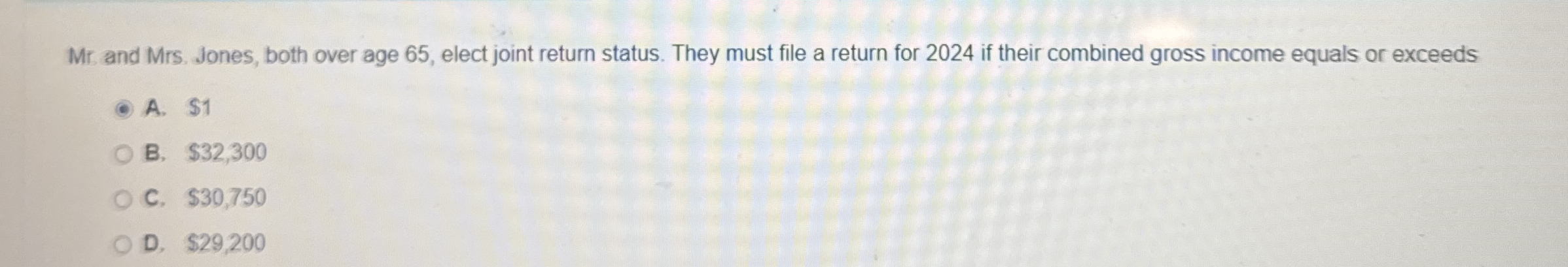 Mr and Mrs . Jones, both over age 6 5 , elect