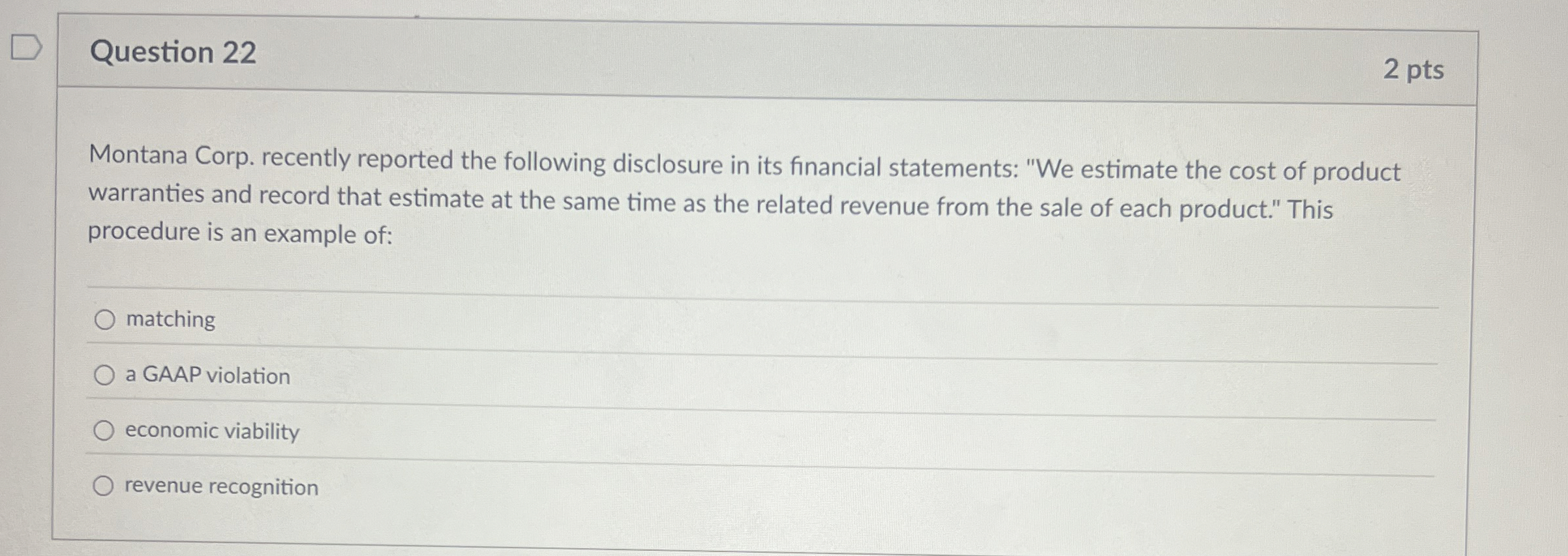 Question 2 2 2 pts Montana Corp. recently