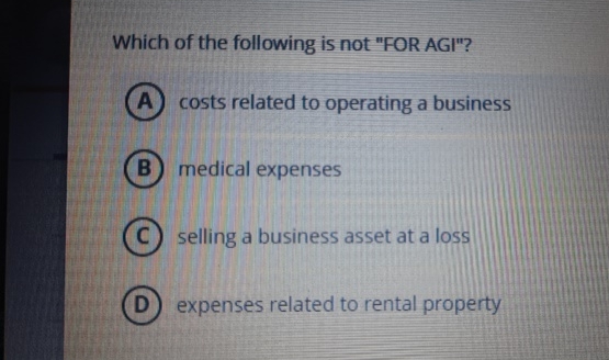 Which of the following is not "FOR AGI"? costs