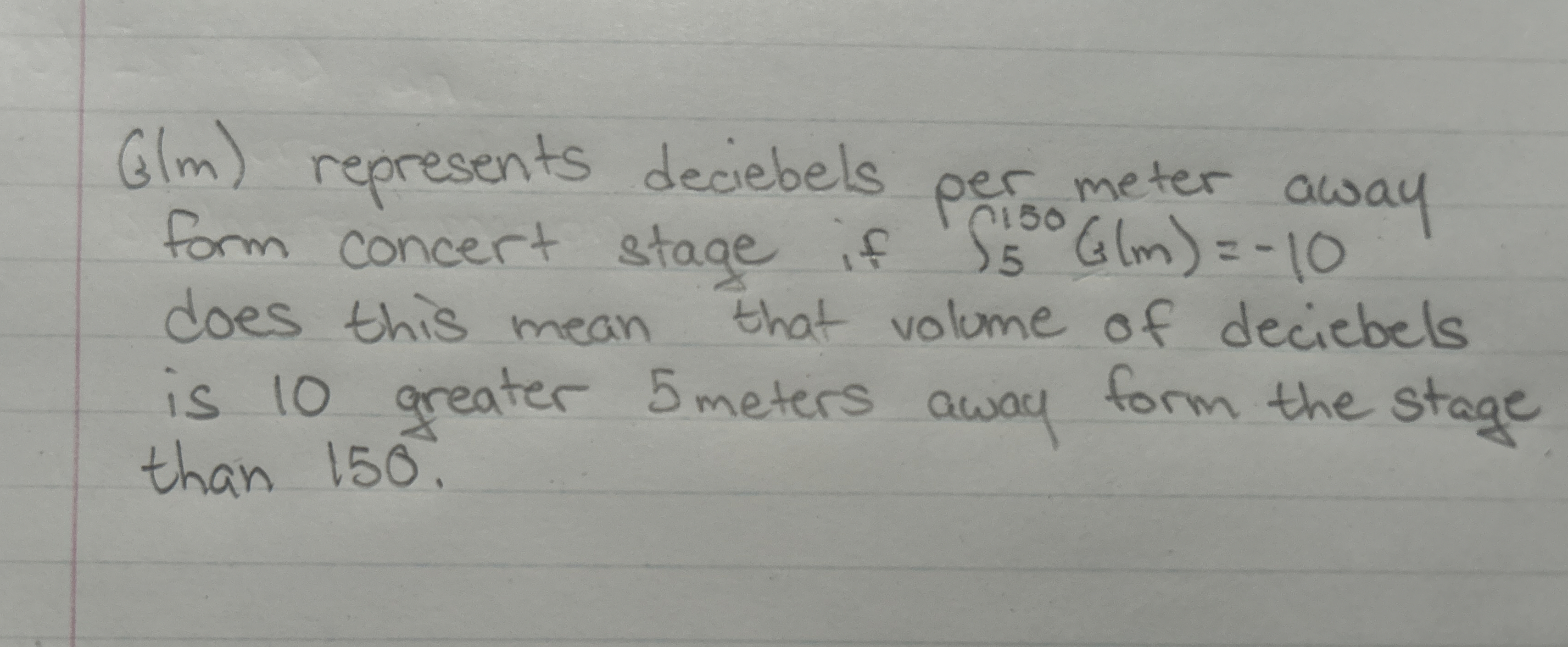 G ( m ) represents deciebels per meter away form