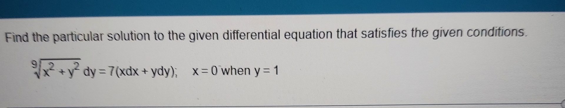 Find the particular solution to the given