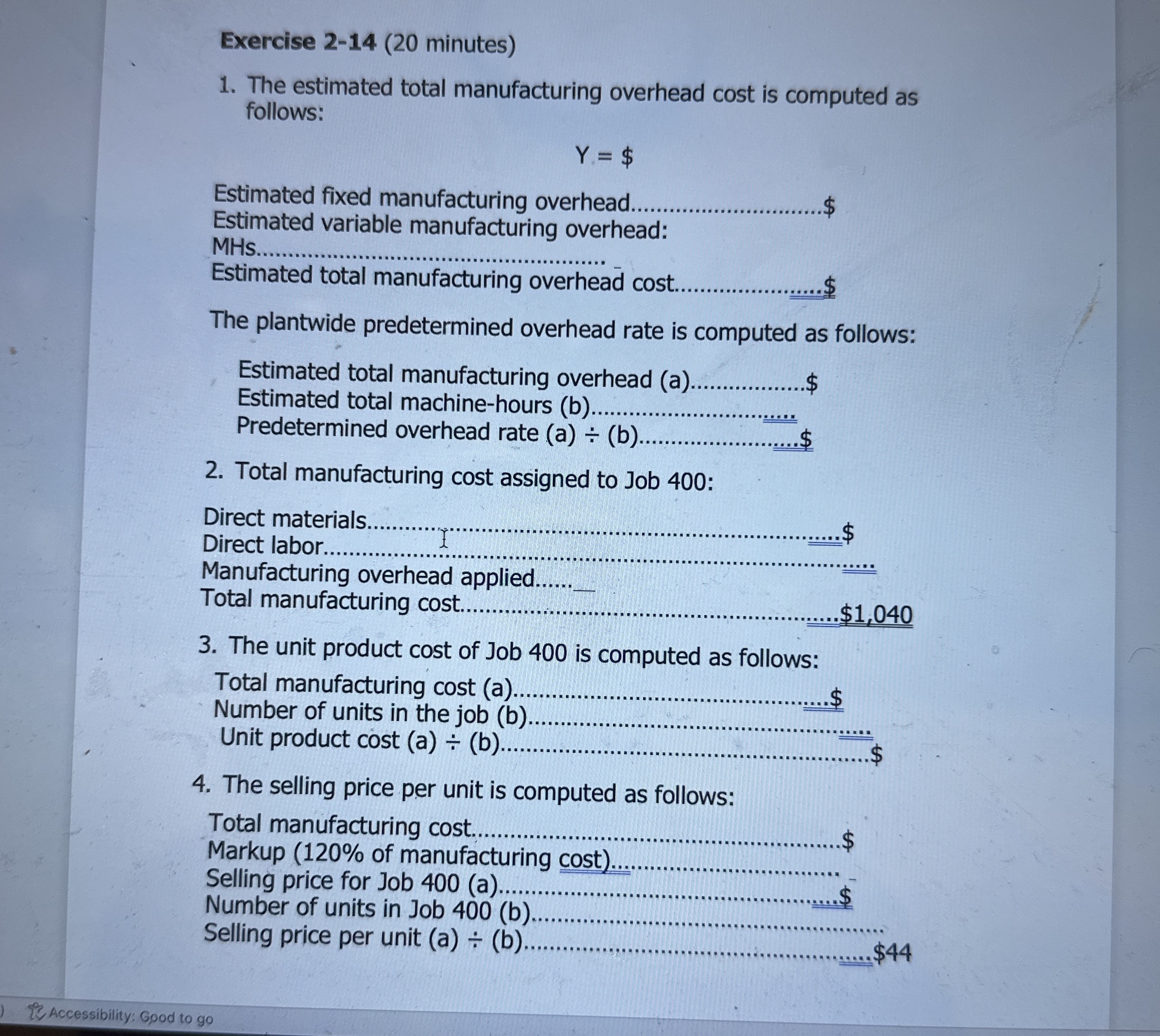 Exercise 2 - 1 4 ( 2 0 minutes ) The estimated