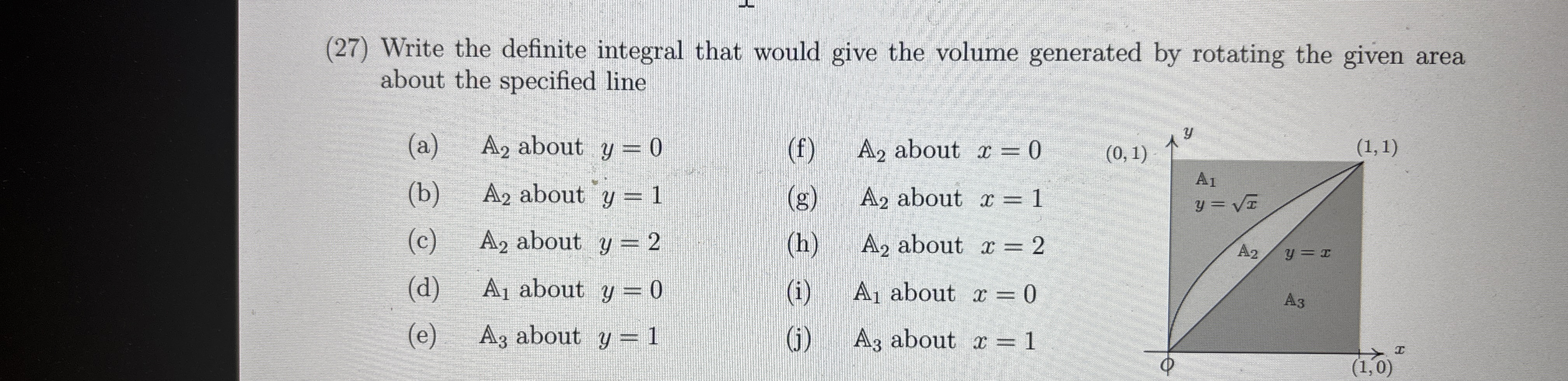 ( 2 7 ) Write the definite integral that would